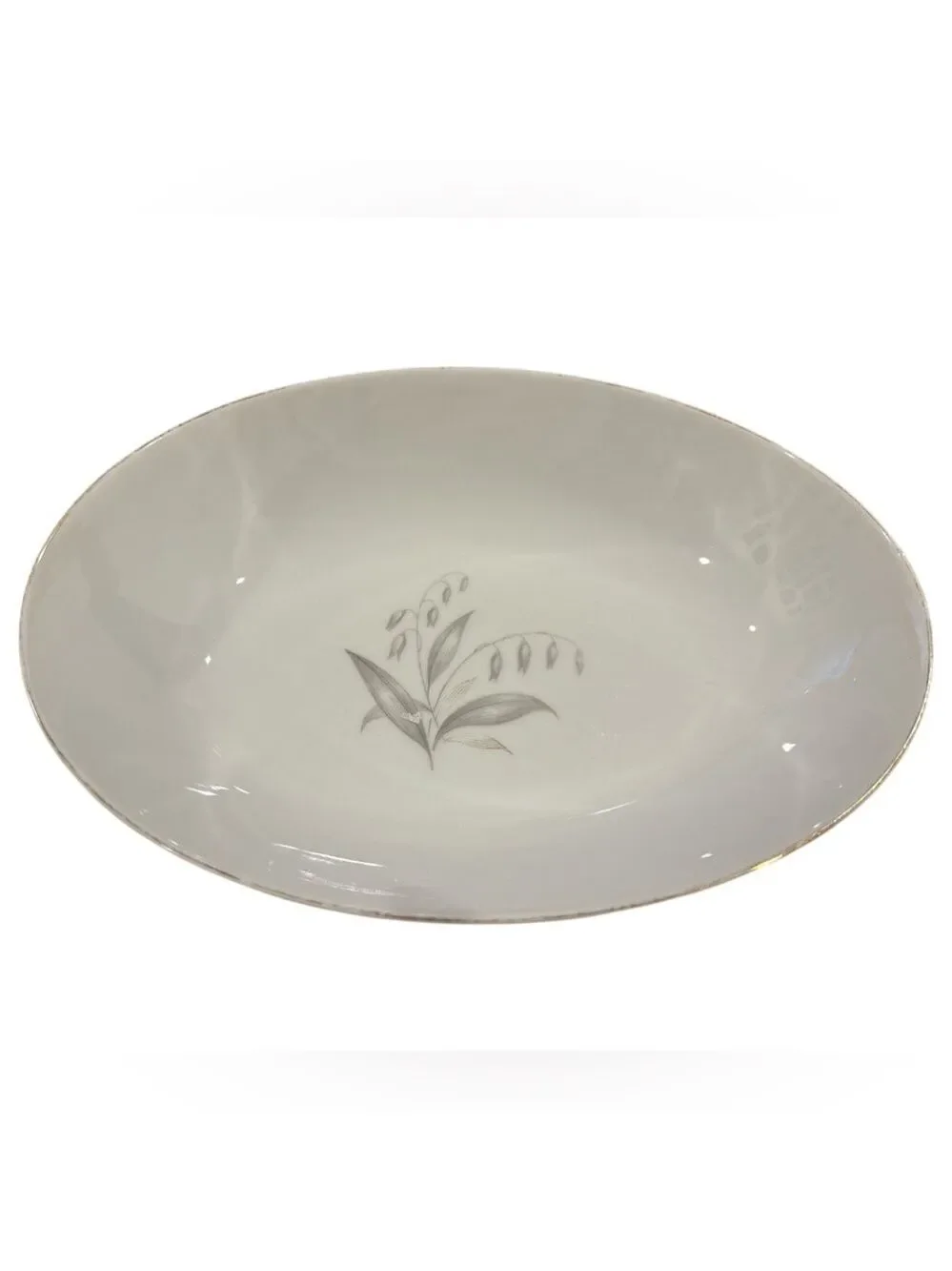 60s KAYSONS GOLDEN RHAPSODY WHITE PORCELAIN OVAL BOWL FLORAL PATTERN GOLD ACCENT